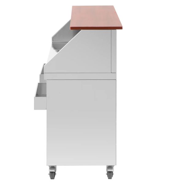 Mobile Bar Station - with ice container & bottle holder - 180 cm wood-look counter - Image 3