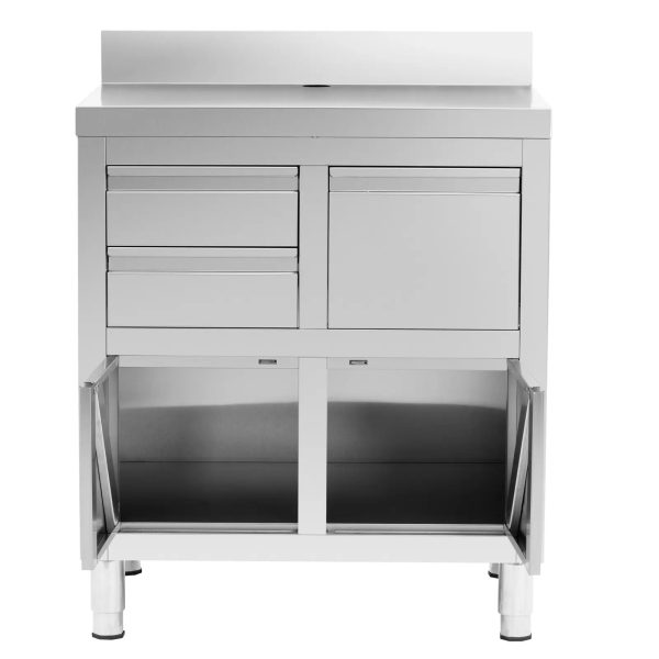 Coffee Cabinet for Coffee Machine - 2 drawers - tilting container - backsplash - 60 x 82 x 95 cm - Image 4