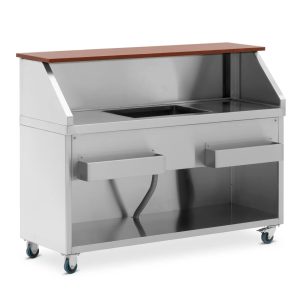 Mobile Bar Station - with ice container & bottle holder - 150 cm wood-look counter