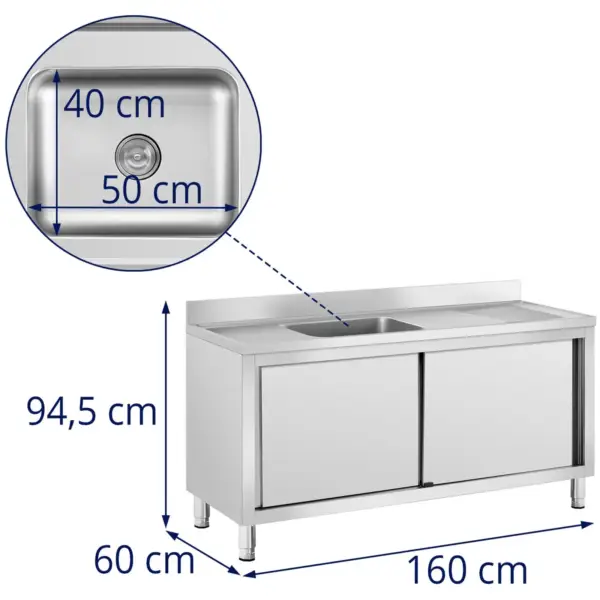 Commercial Kitchen Sink - 1 basin with platform - Image 4